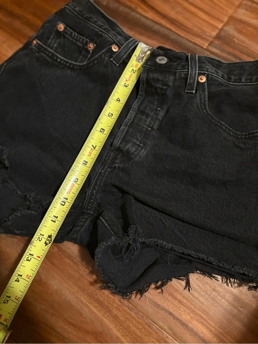 Levi’s 501 Original Black Denim Shorts Women’s Size 27 Button Fly Cutoff (0855)